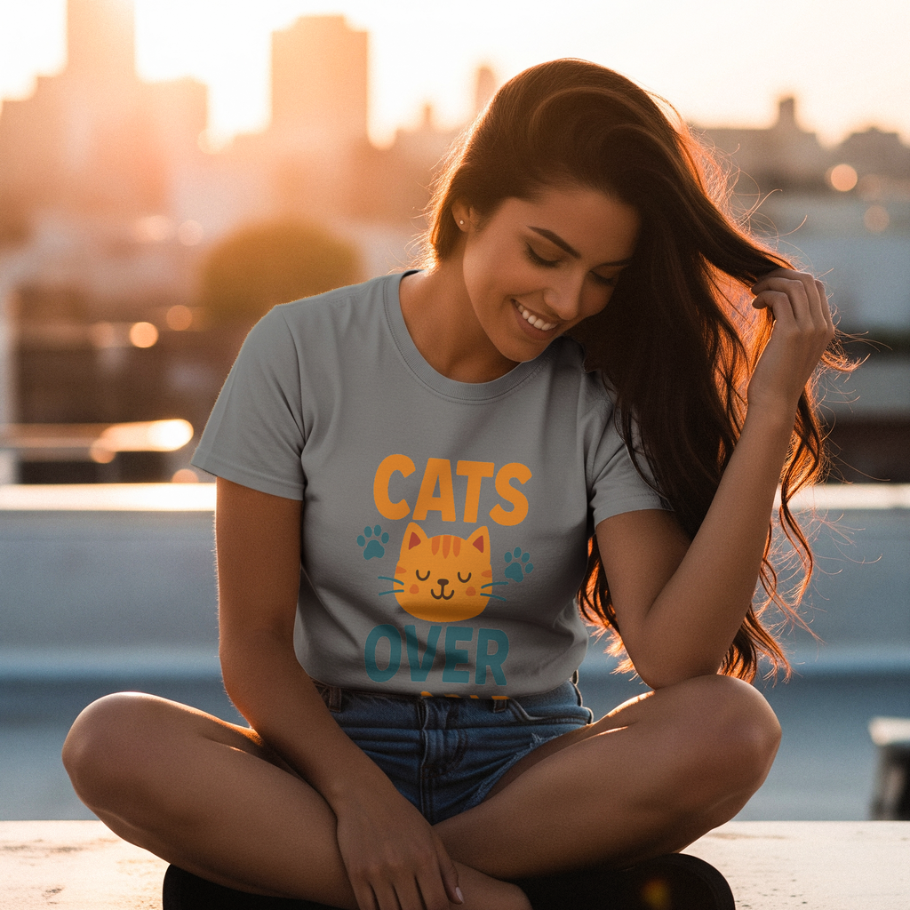People Are Fine But Cats Are Better T-Shirt | Funny Cat Gift | Graphic Tee