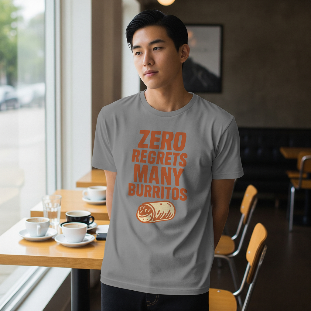 Zero Regrets Many Burritos T-Shirt | Unique Gift | Graphic Tee