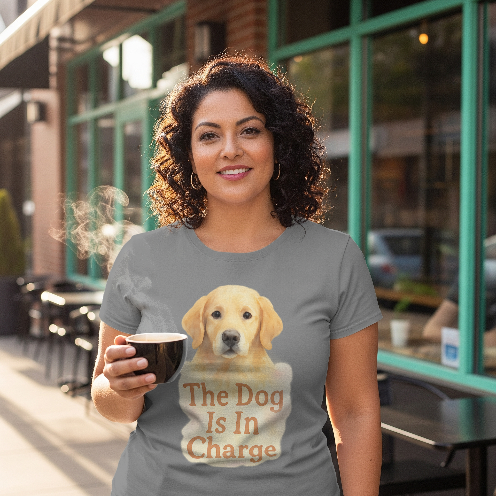 The Dog Is In Charge Here T-Shirt | Funny Dog Lover | Graphic Tee