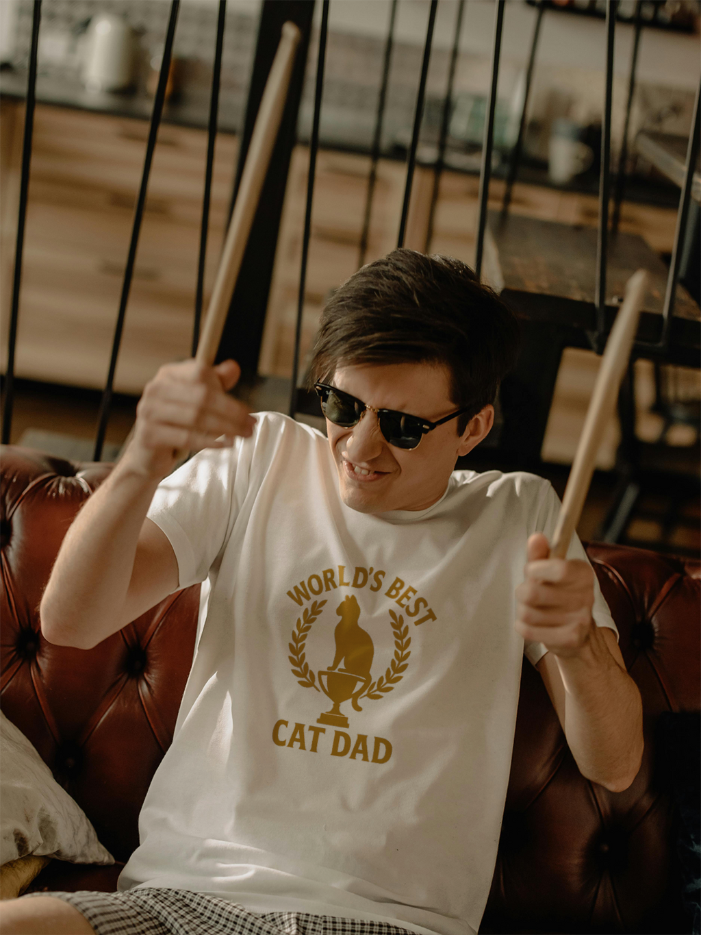 Worlds Best Cat Dad Feline T-Shirt | Cat Lover Gift | Graphic Tee