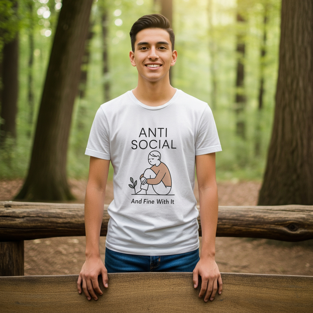 Anti Social Is My Default Setting T-Shirt | Funny Introvert Gift | Graphic Tee