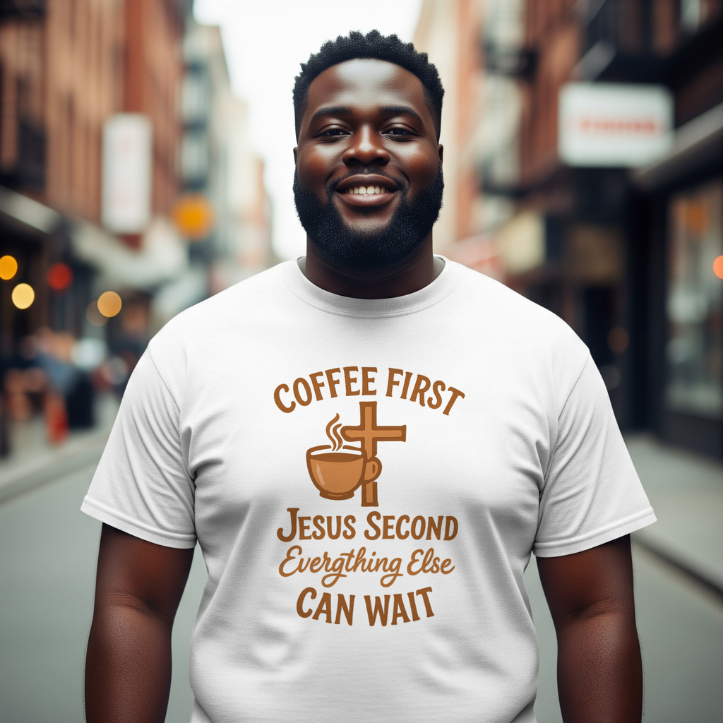 Coffee First Jesus Second Everything Else Can Wait T-Shirt | Coffee Lover Gift | Graphic Tee