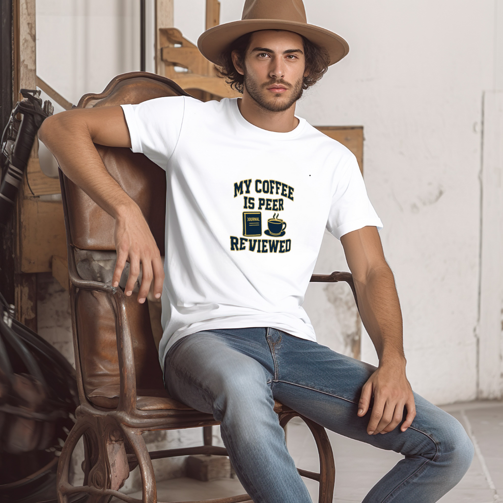 College Professor My Coffee Is Peer Reviewed T-Shirt | Coffee Lover Gift | Graphic Tee