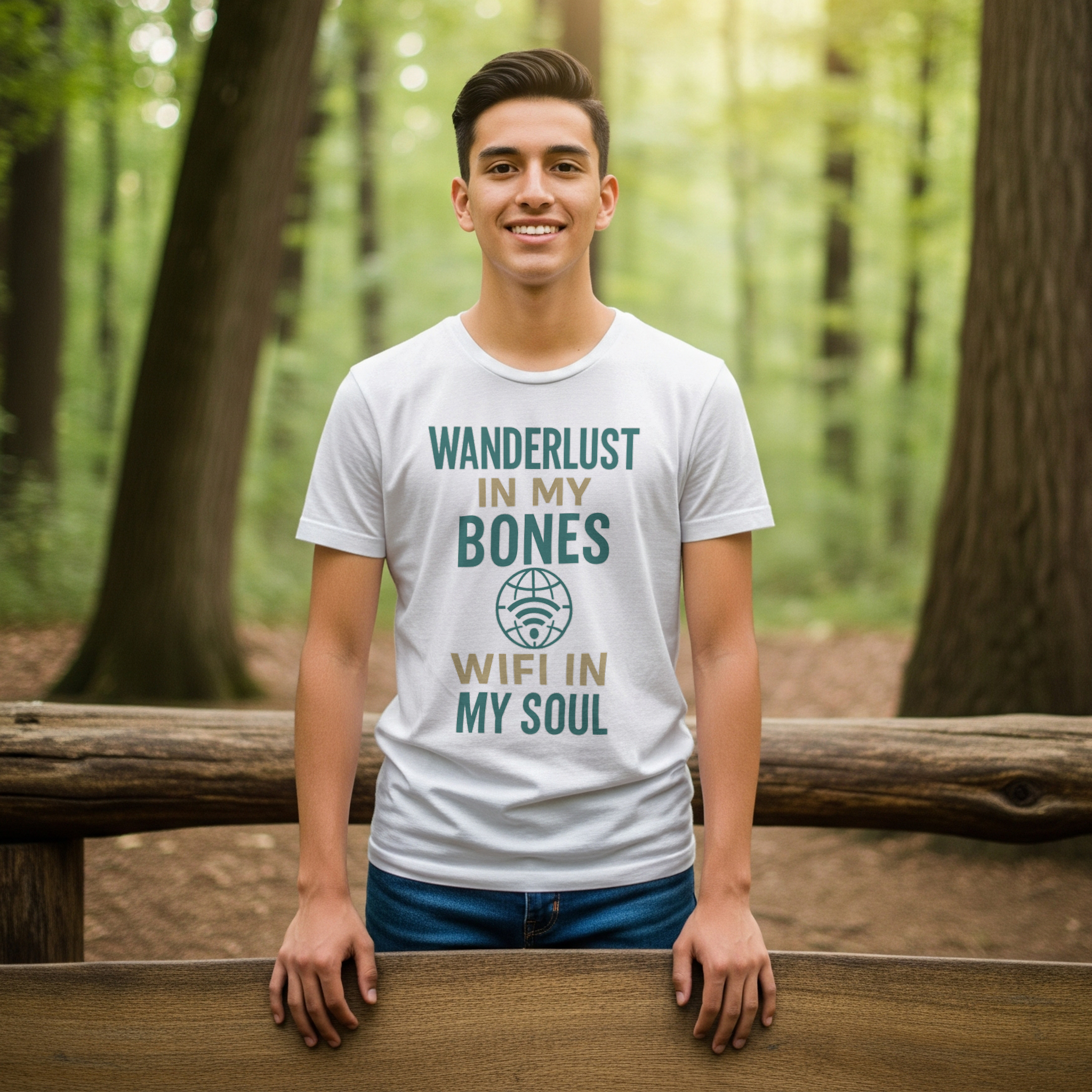 Wanderlust in My Bones WiFi in My Soul T-Shirt | Unique Gift | Graphic Tee