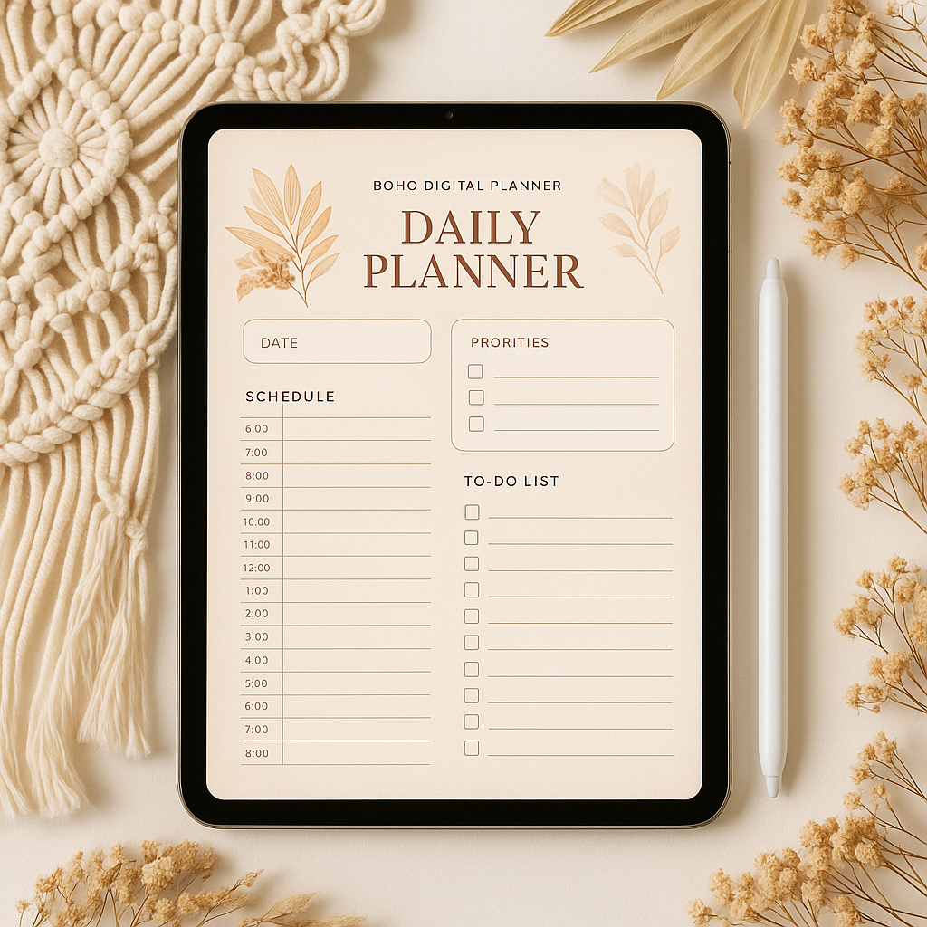 Daily Planner | Boho | Digital PDF 2026 preview