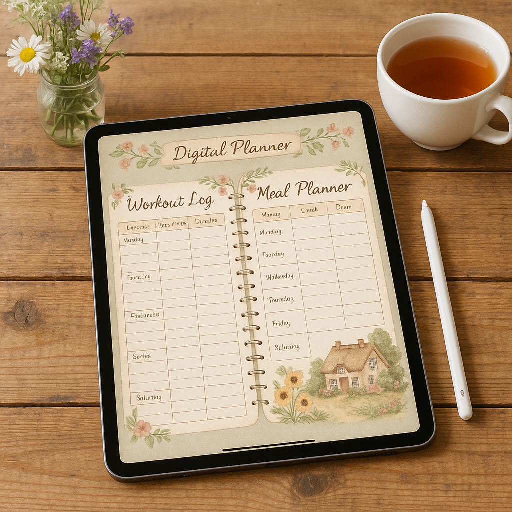 Fitness Planner | Cottagecore | Digital PDF 2026 preview
