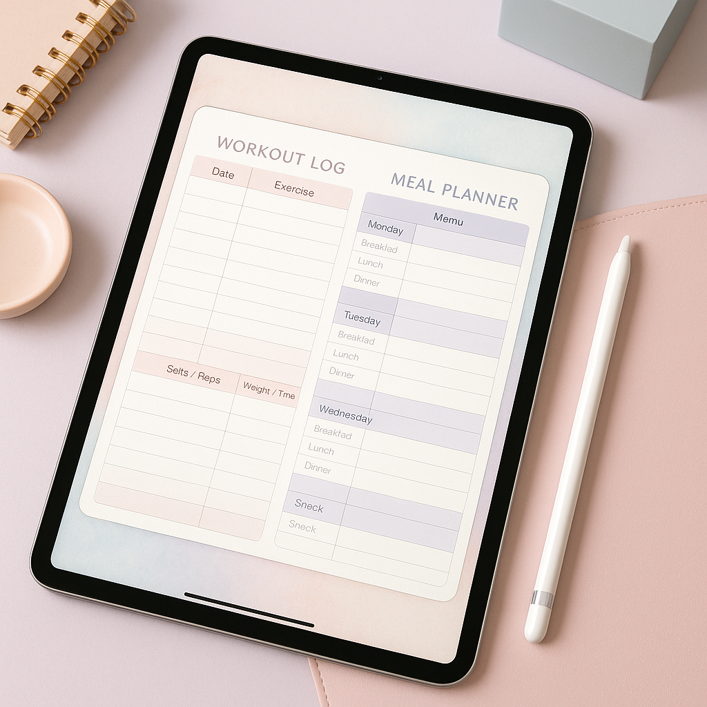 Fitness Planner | Pastel | Digital PDF 2026 preview