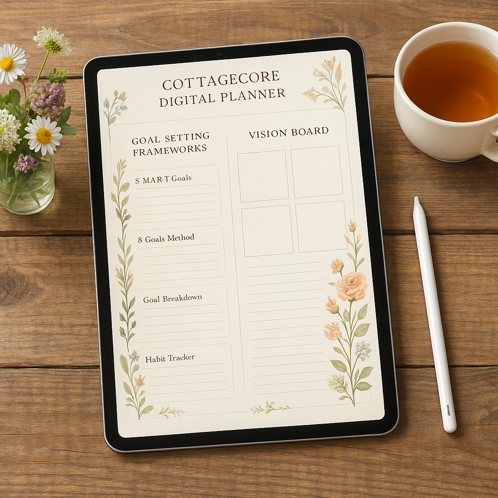 Goal Setting Planner | Cottagecore | Digital PDF 2026 preview