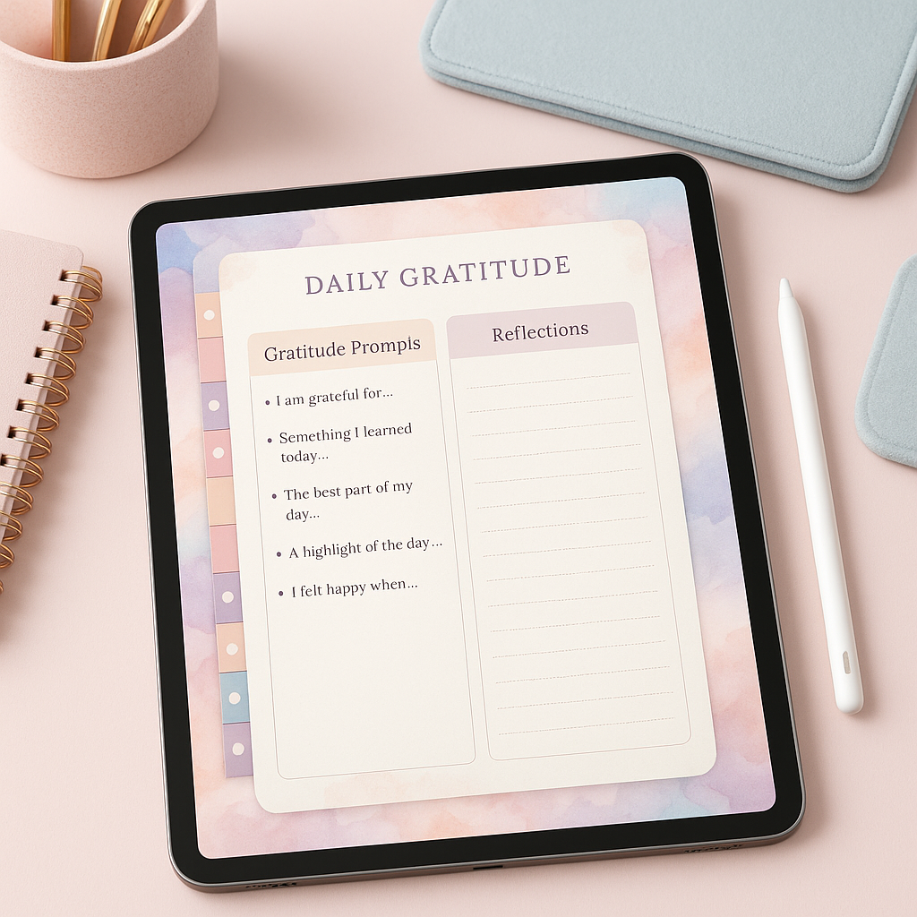 Gratitude Journal | Pastel | Digital PDF 2026 preview
