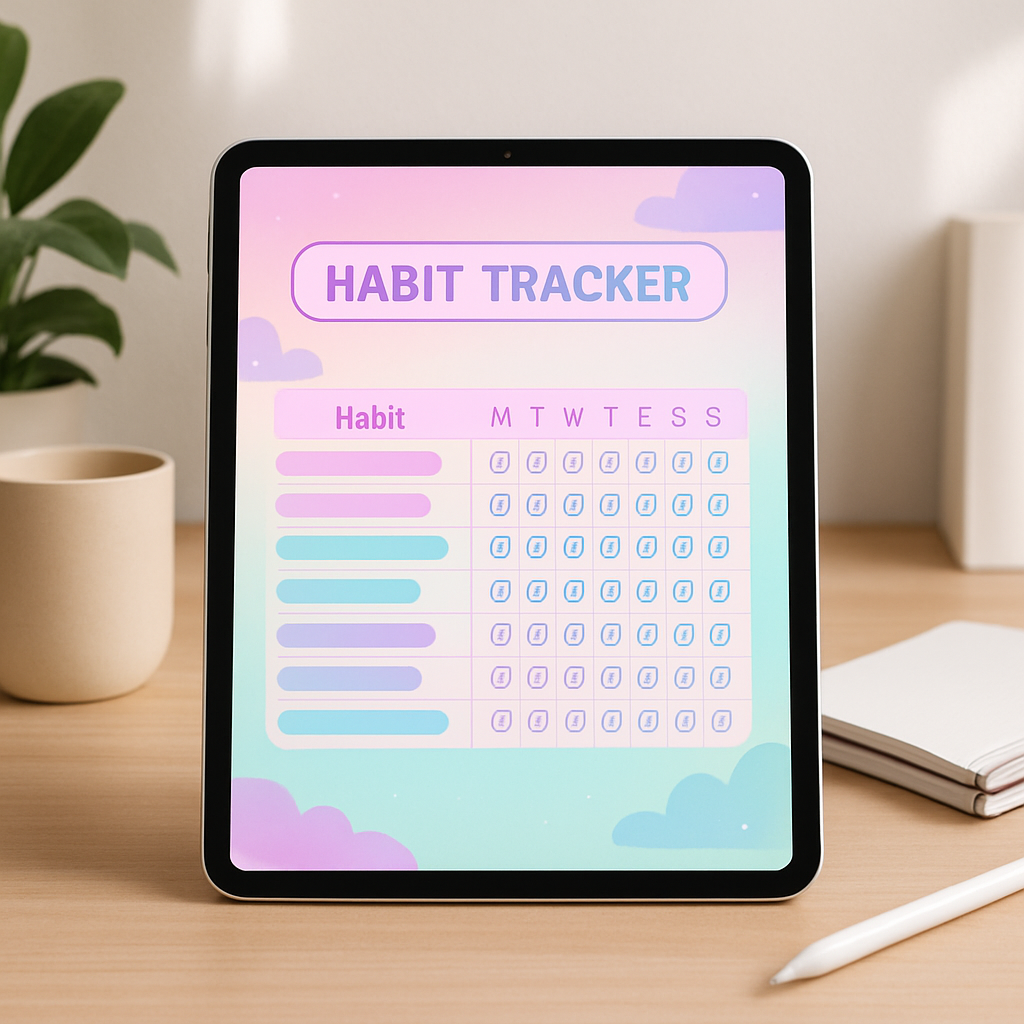 Habit Tracker Planner | Pastel | Digital PDF 2026 preview