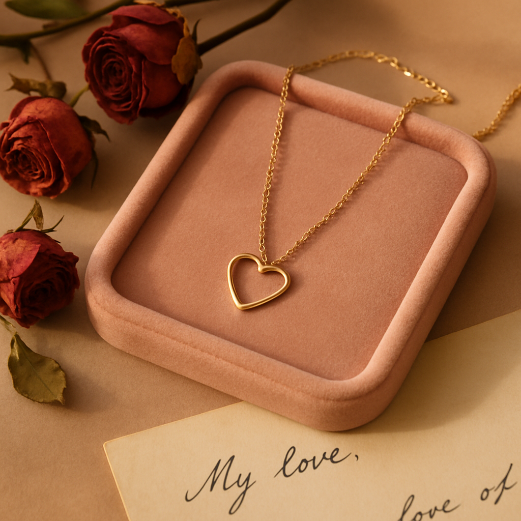 Personalized Heart Cutout Necklace • Custom Engraved lifestyle photo