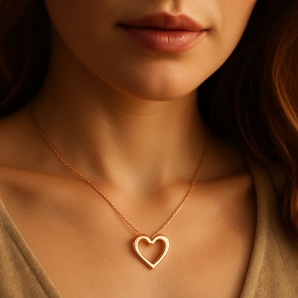 Personalized Heart Cutout Necklace • Custom Engraved lifestyle photo