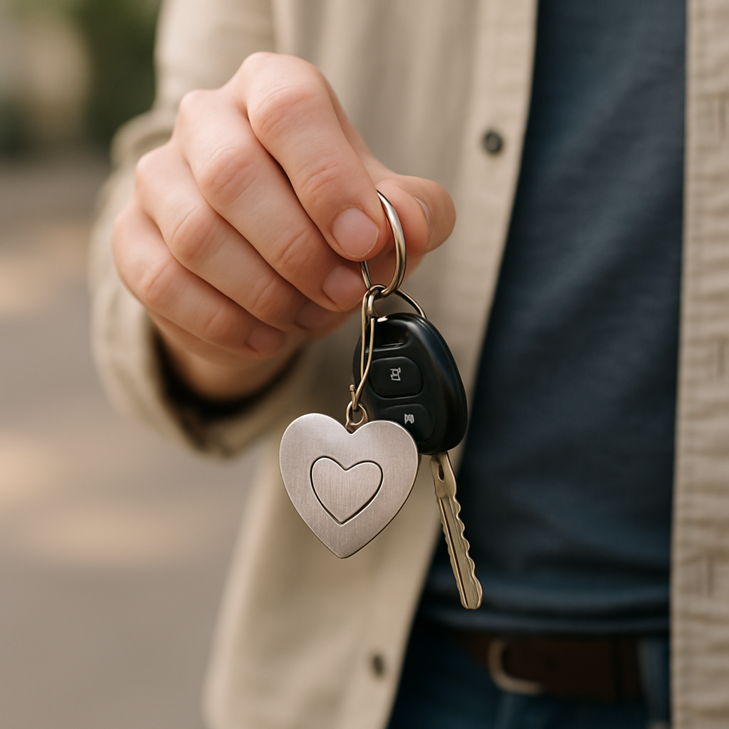Personalized Heart Keychain • Custom Engraved lifestyle photo