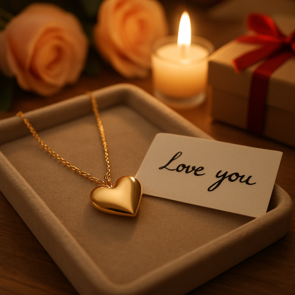 Personalized Heart Necklace • Custom Engraved lifestyle photo