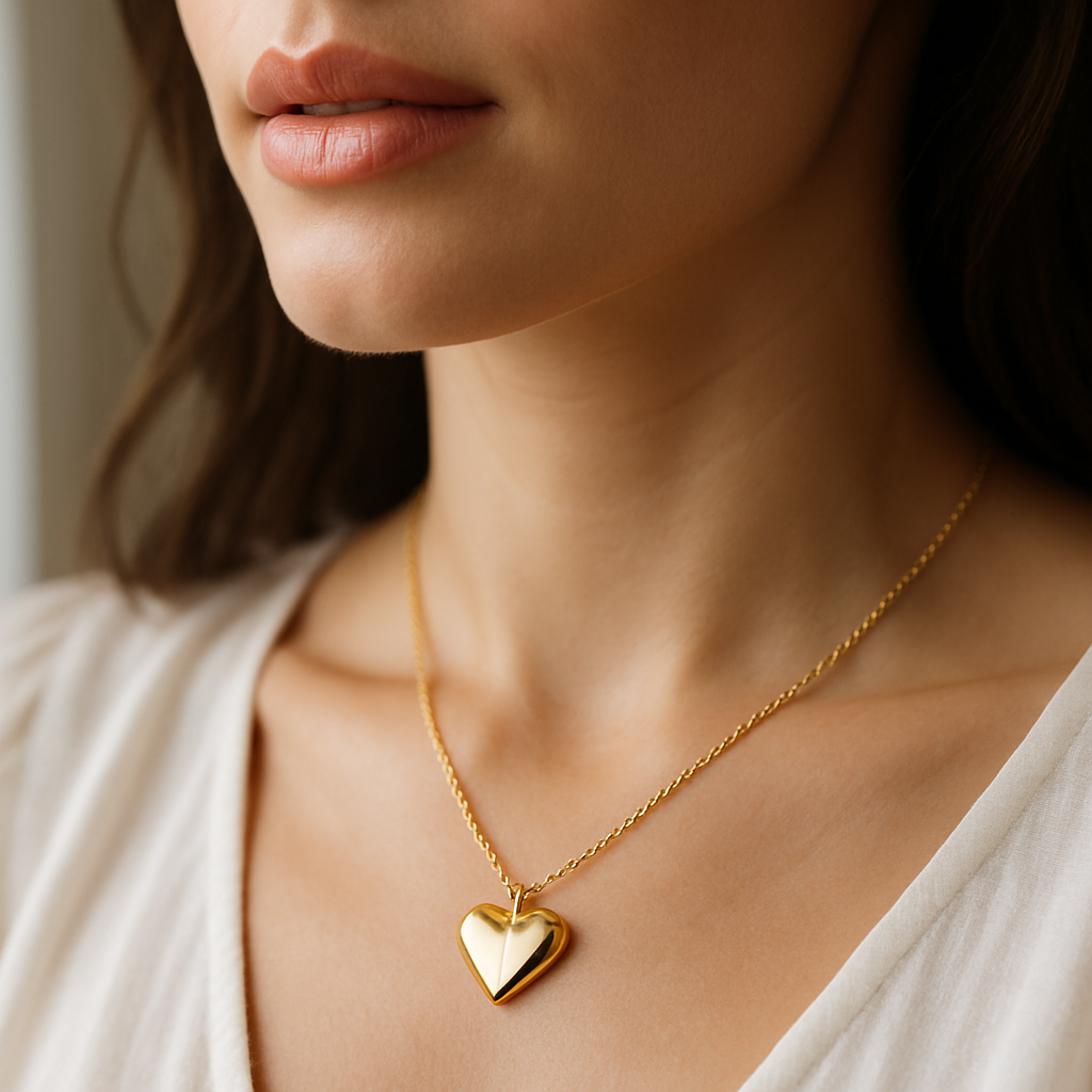 Personalized Heart Necklace • Custom Engraved lifestyle photo