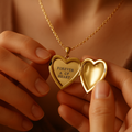 Personalized Hidden Message Heart Necklace • Custom Engraved lifestyle photo