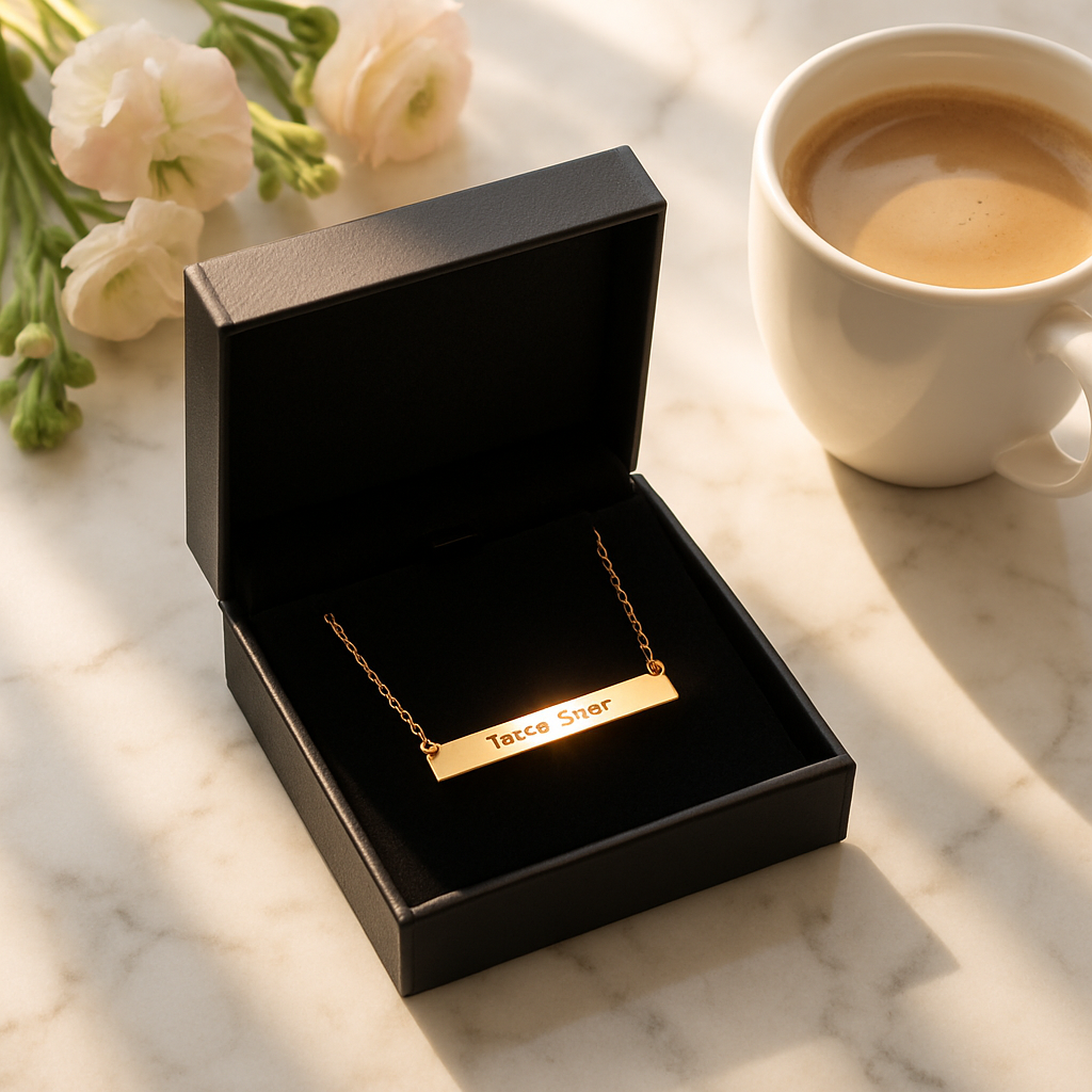 Personalized Horizontal Bar Necklace • Custom Engraved lifestyle photo