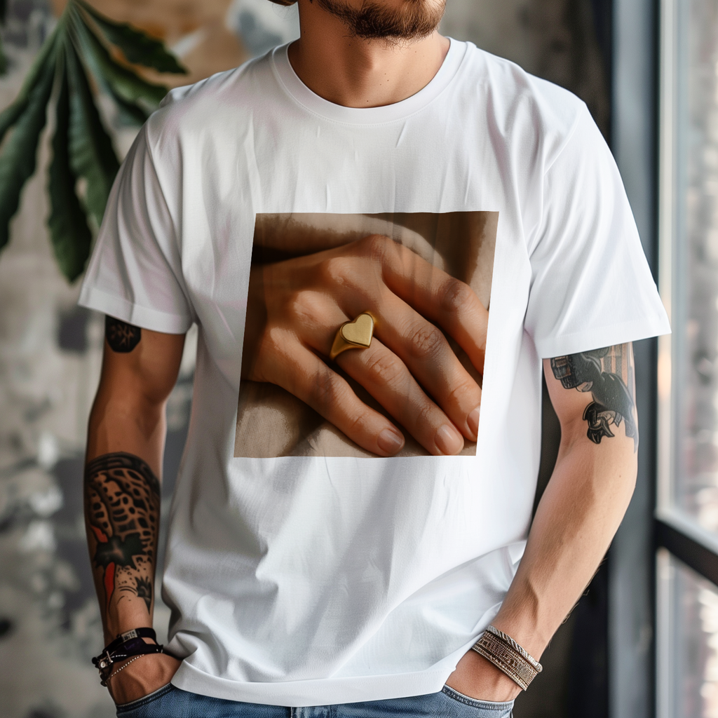 Personalized Stainless Steel Square Signet Ring • Custom Engraved T-Shirt | Unique Gift | Graphic Tee