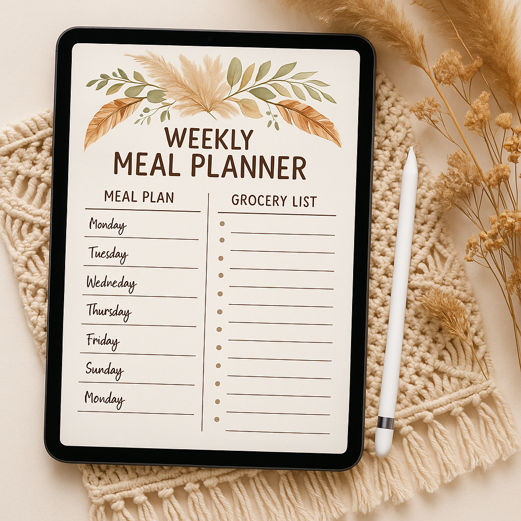 Meal Planning Planner | Boho | Digital PDF 2026 preview