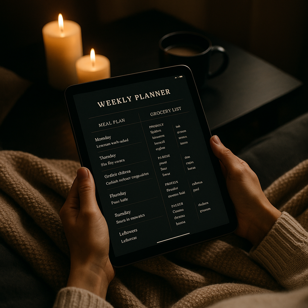 Meal Planning Planner | Dark Moody | Digital PDF 2026 preview