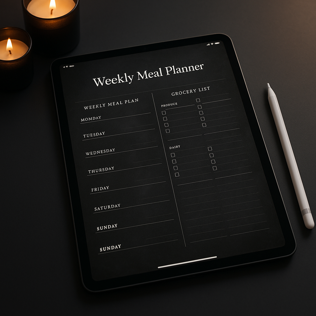Meal Planning Planner | Dark Moody | Digital PDF 2026 preview
