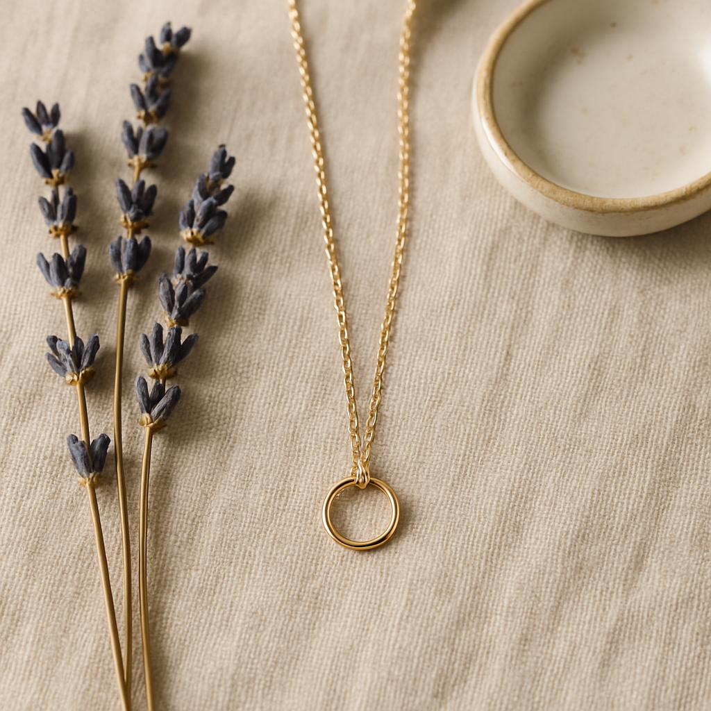 Personalized Mini Circle Necklace • Custom Engraved lifestyle photo