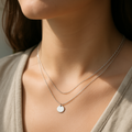 Personalized Mini Circle Necklace • Custom Engraved lifestyle photo