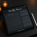 Monthly Planner 2026 | Dark Moody | Digital PDF 2026 preview