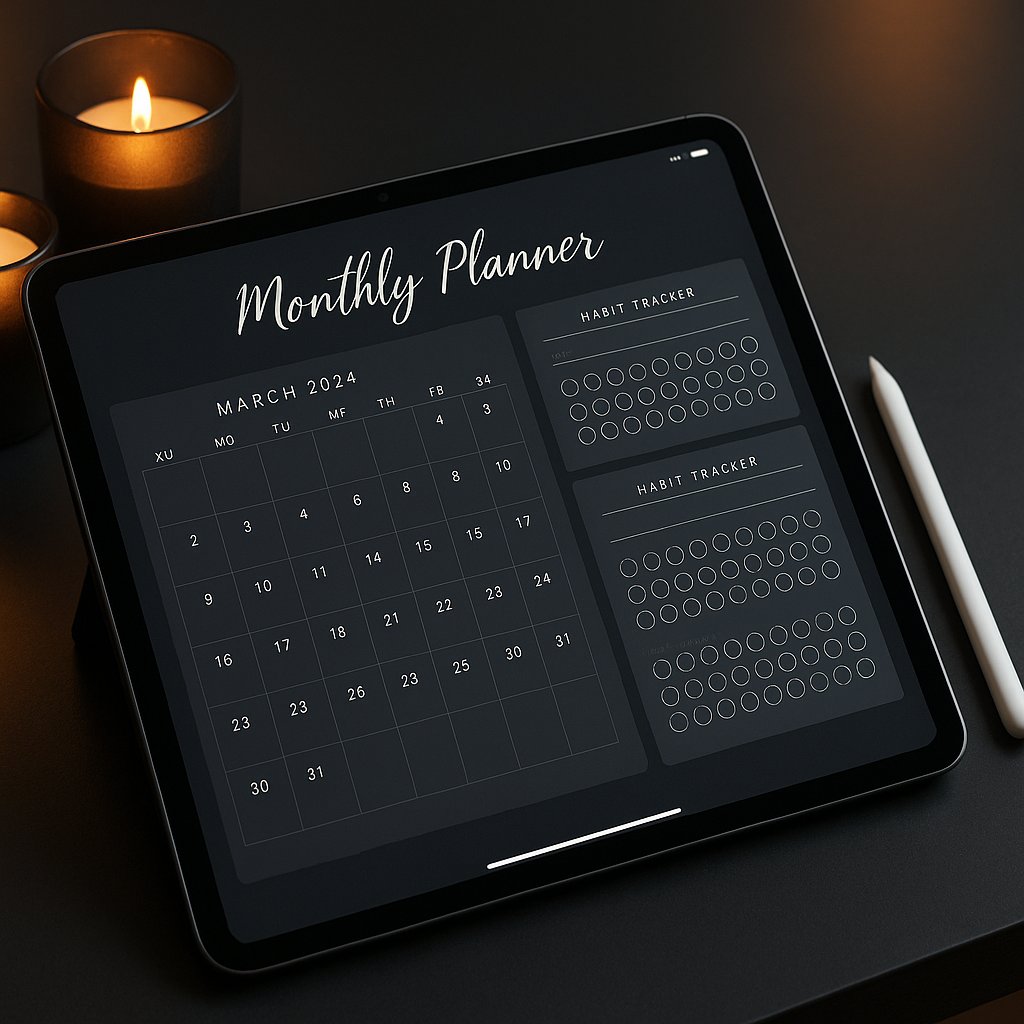 Monthly Planner 2026 | Dark Moody | Digital PDF 2026 preview