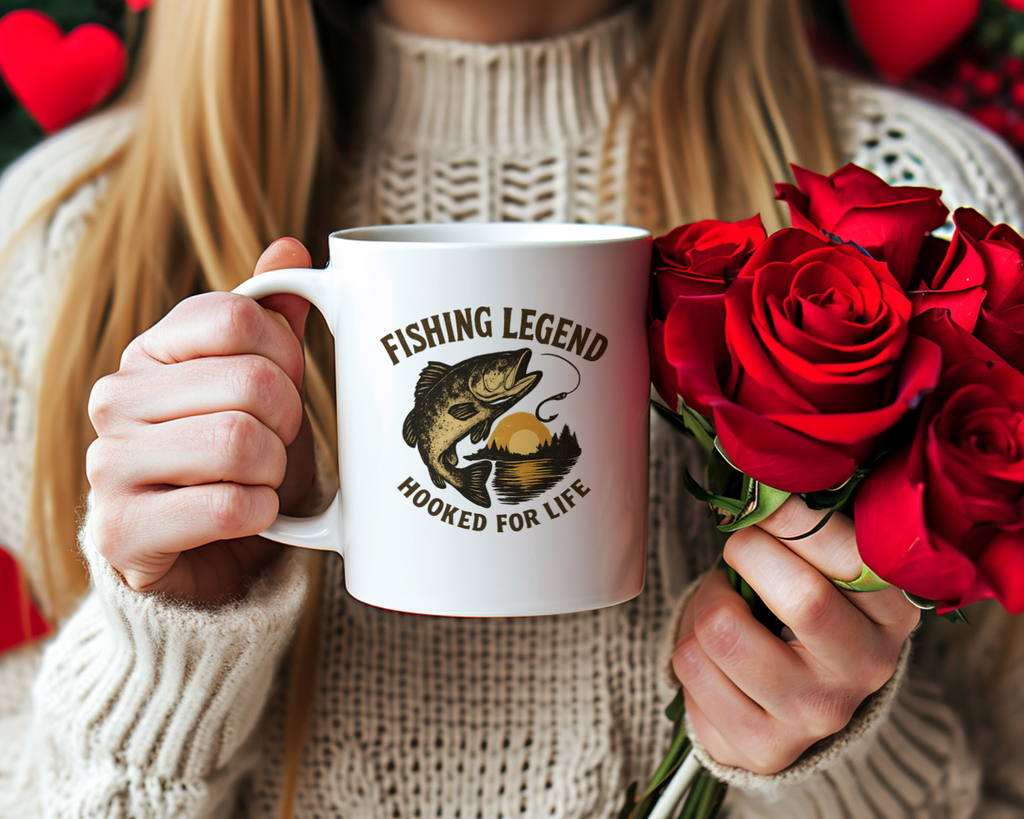 Fishing Legend Hooked For Life Coffee Mug | Fishing Lover Gift | Ceramic Mug