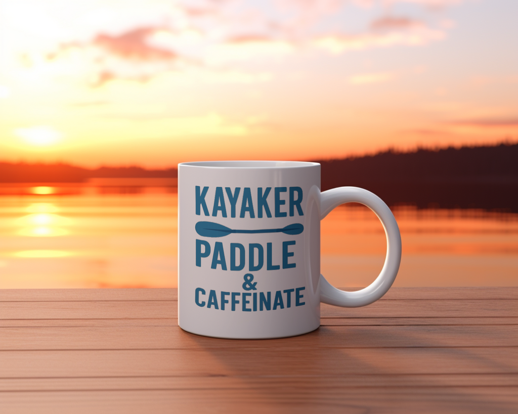 Kayaker Paddle And Caffeinate Coffee Mug | Unique Gift | Ceramic Mug