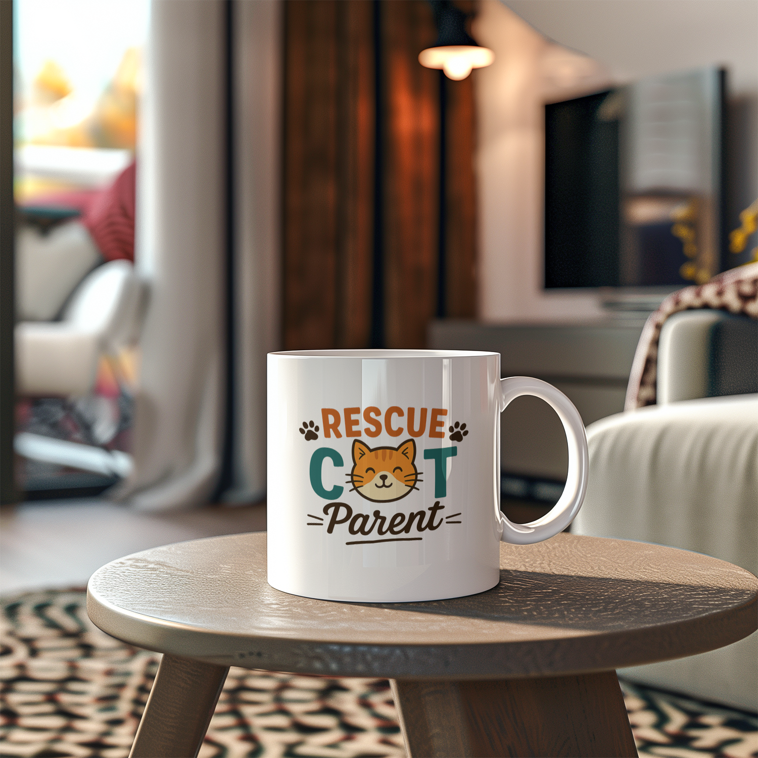 My Cat Rescued Me Too Coffee Mug | Rescue Cat Appreciation | Ceramic Mug