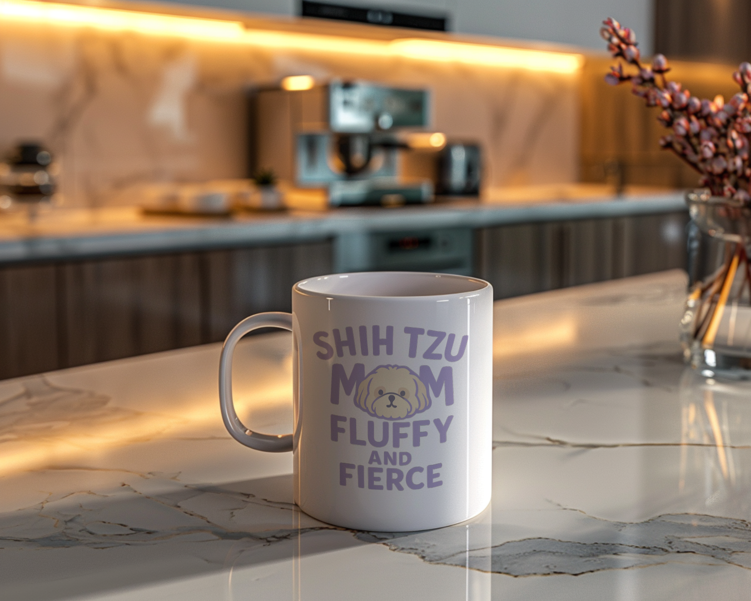 Shih Tzu Mom Fluffy And Fierce Coffee Mug | Gift for Mom | Ceramic Mug