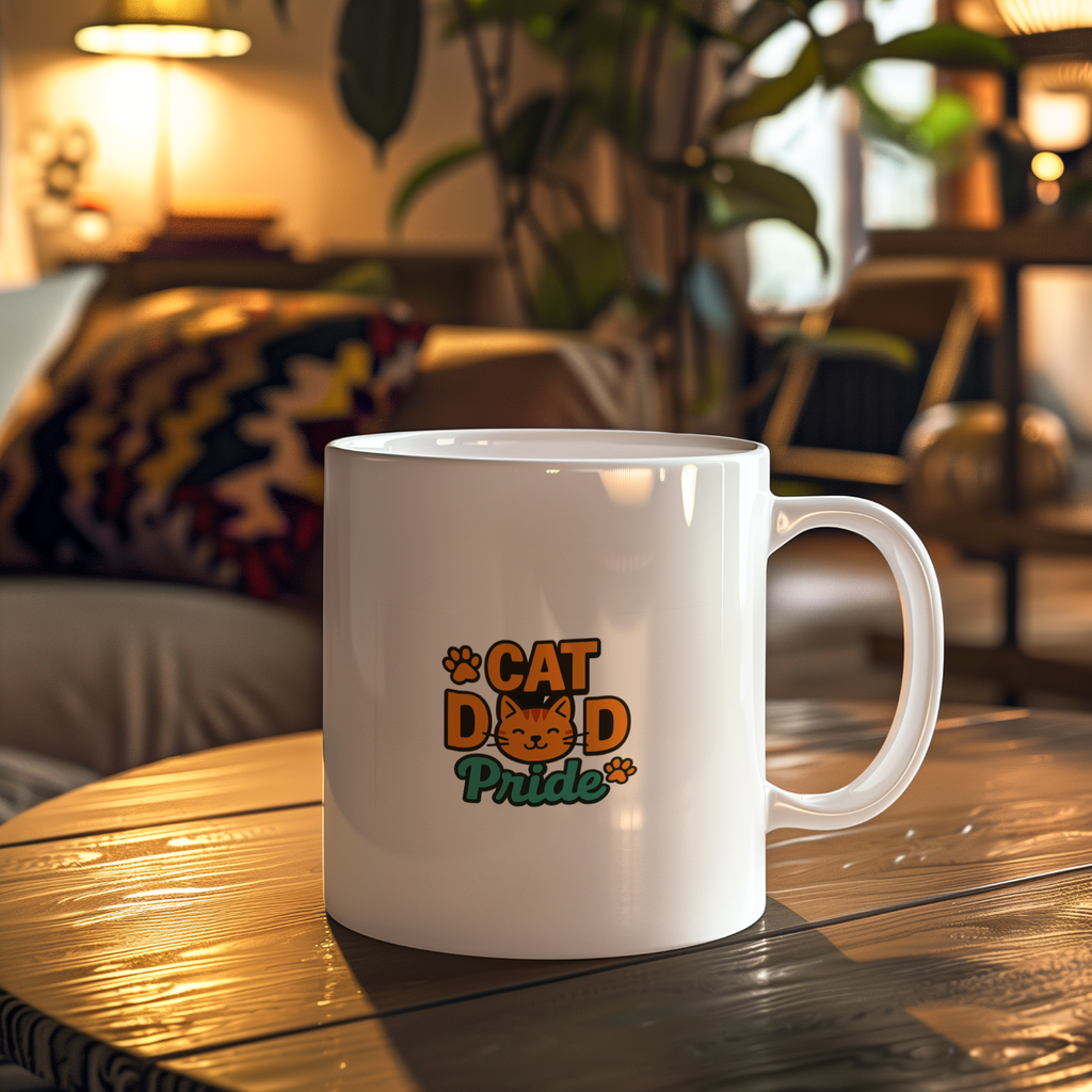 Cat Dad Just Here For The Cats Coffee Mug | Cat Humor Gift | Ceramic Mug