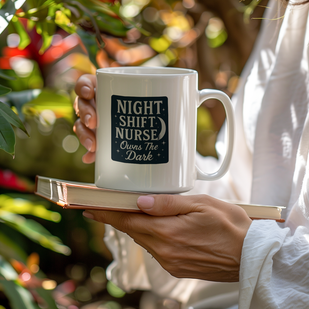 Night Shift Nurse Owns The Dark Ceramic Mug