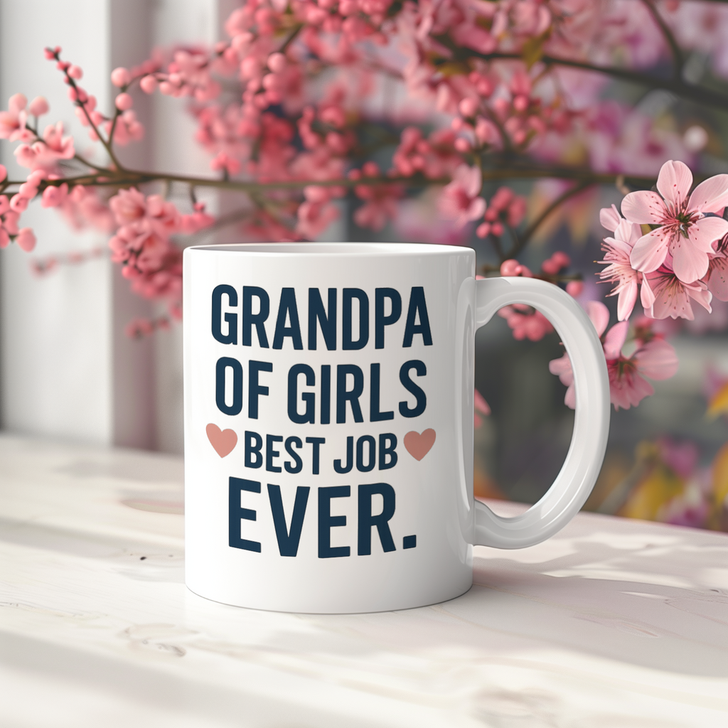 Grandpa Of Girls Best Job Ever Coffee Mug | Gift for Grandpa | Ceramic Mug
