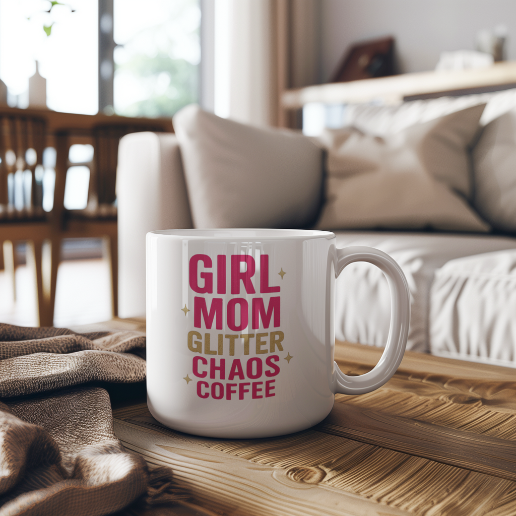 Girl Mom Glitter Chaos Coffee Coffee Mug | Gift for Mom | Ceramic Mug