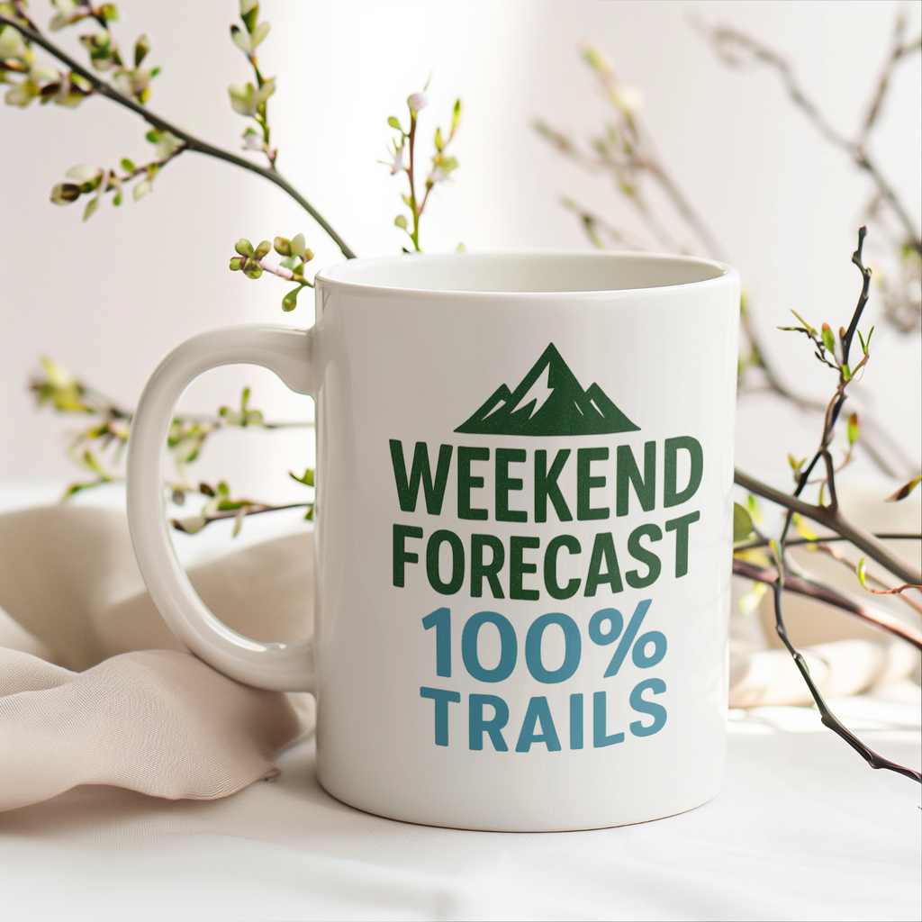 Weekend Forecast Mostly Trails Coffee Mug | Unique Gift | Ceramic Mug