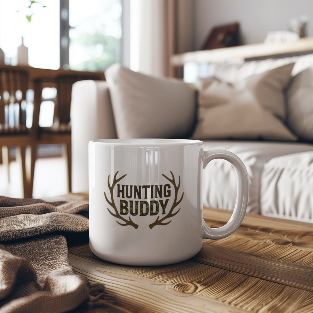 Hunting Buddy Deer Antler Coffee Mug | Unique Gift | Ceramic Mug
