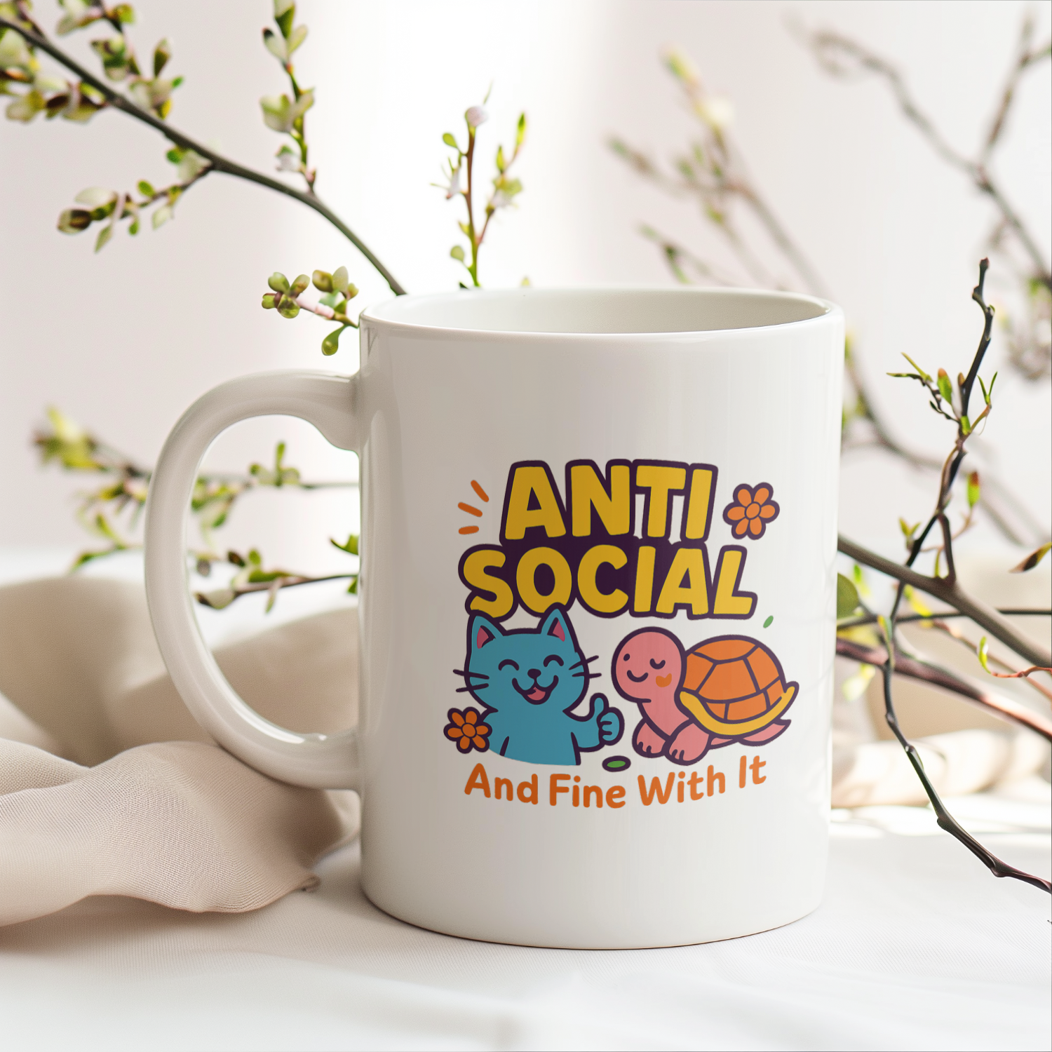 Anti Social Is My Default Setting Coffee Mug | Funny Introvert Gift | Ceramic Mug