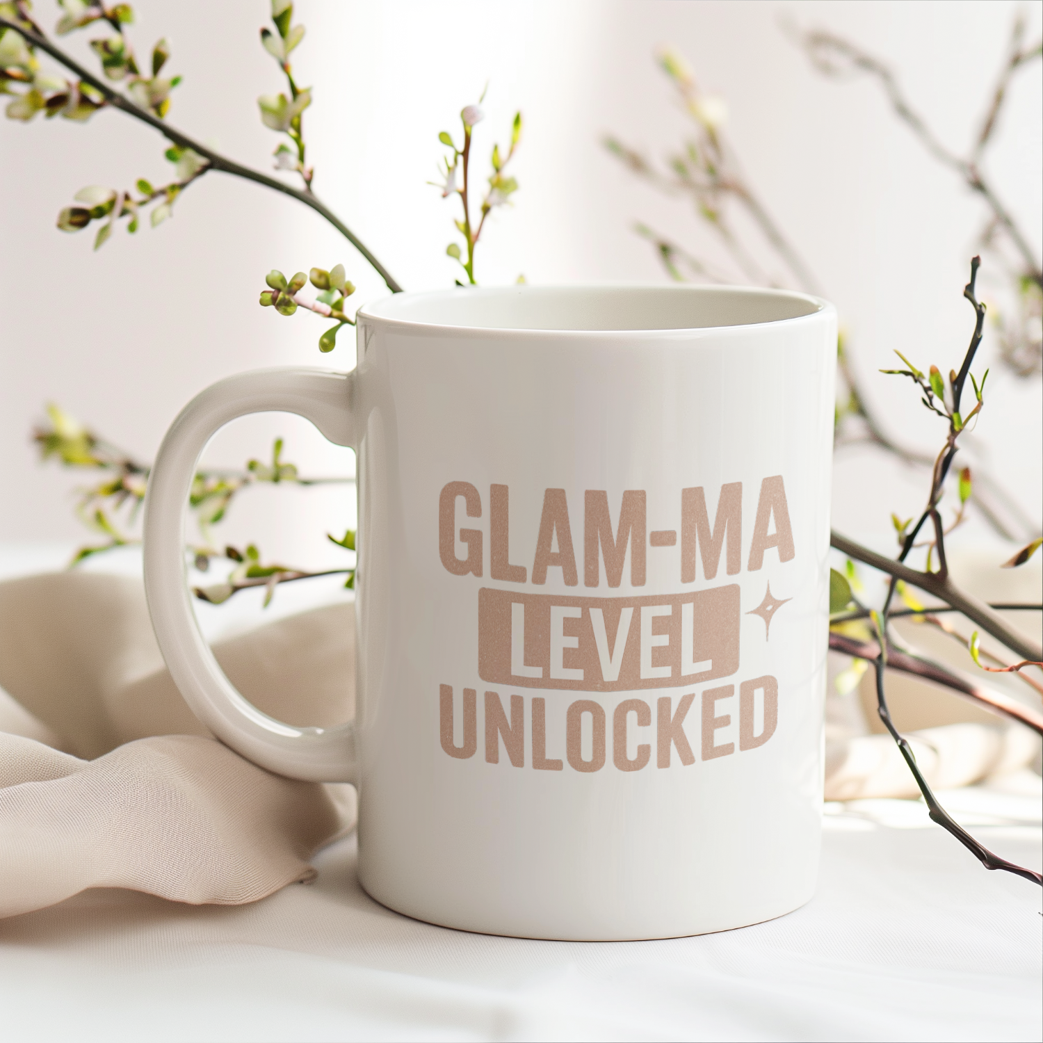 Glam Ma Glamorous Grandmother Level Unlocked Coffee Mug | Unique Gift | Ceramic Mug