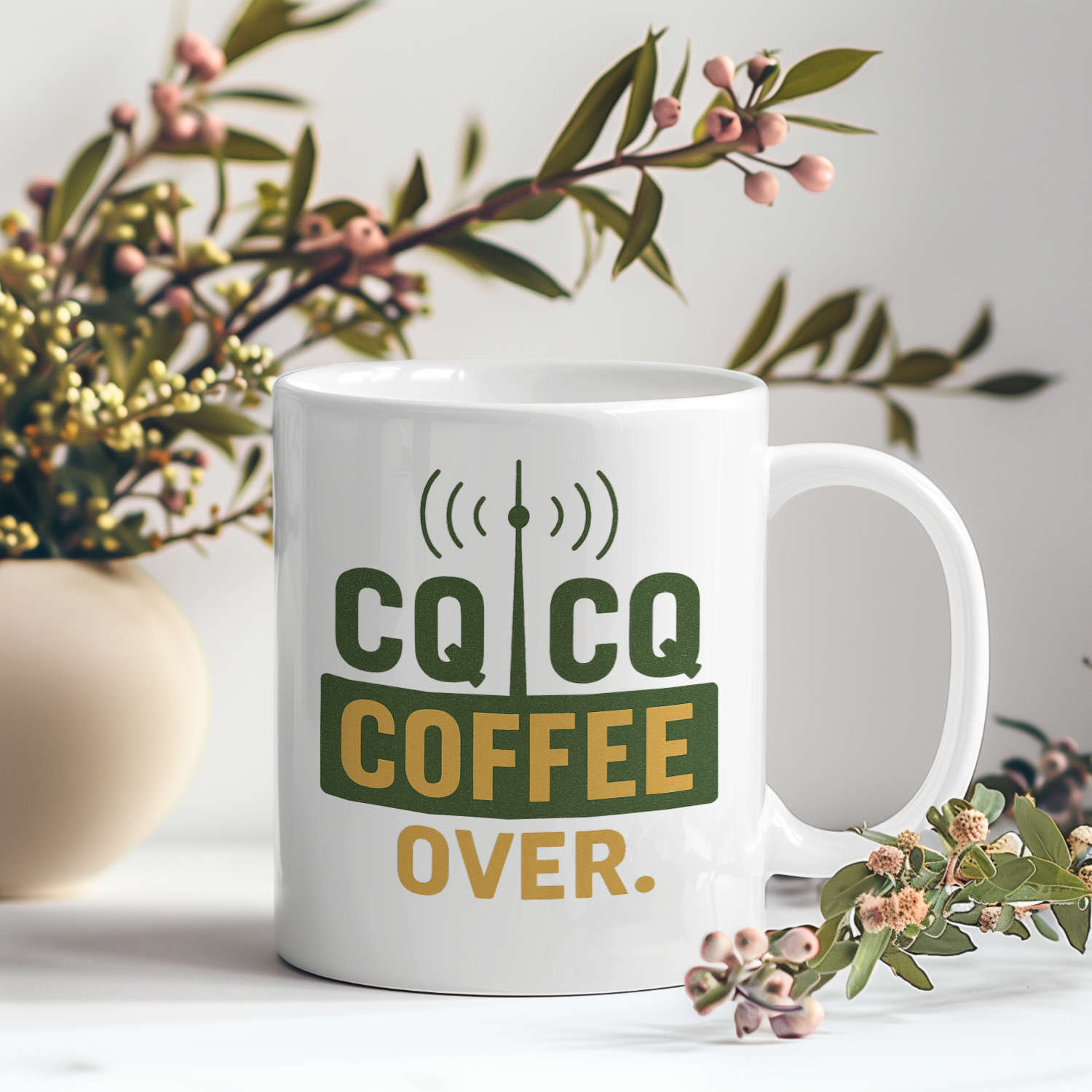 Amateur Radio Operator CQ Coffee Over Coffee Mug | Coffee Lover Gift | Ceramic Mug