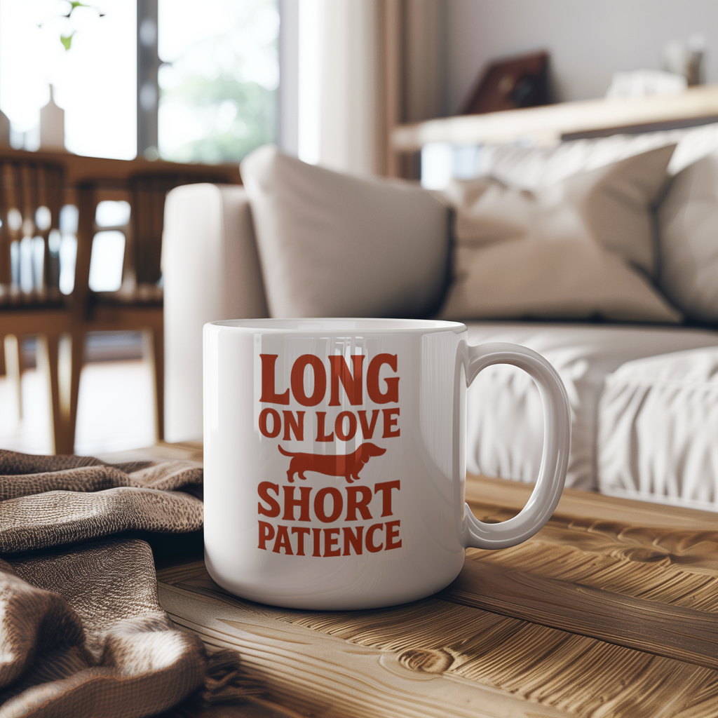 Dachshund Mom Long On Love Short On Patience Coffee Mug | Gift for Mom | Ceramic Mug