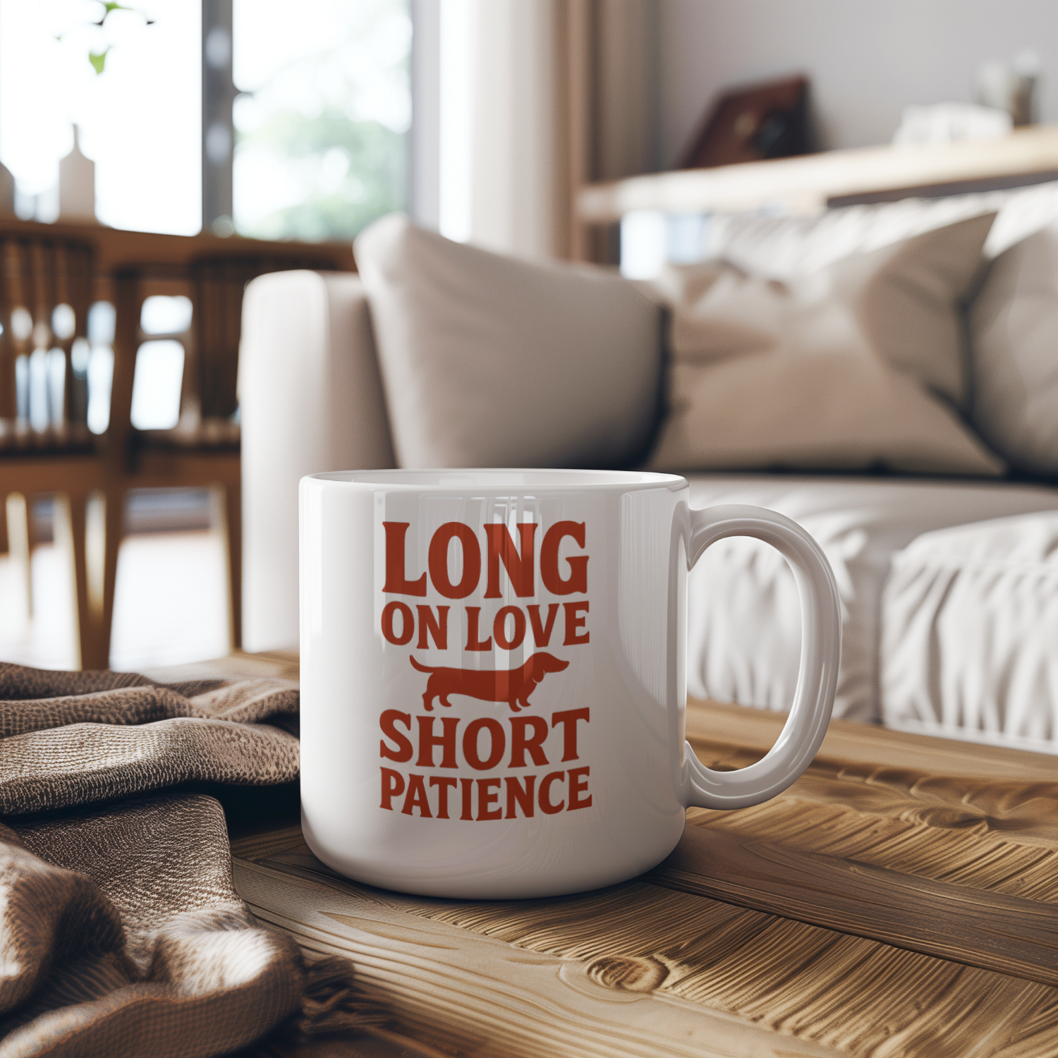 Dachshund Mom Long On Love Short On Patience Coffee Mug | Gift for Mom | Ceramic Mug
