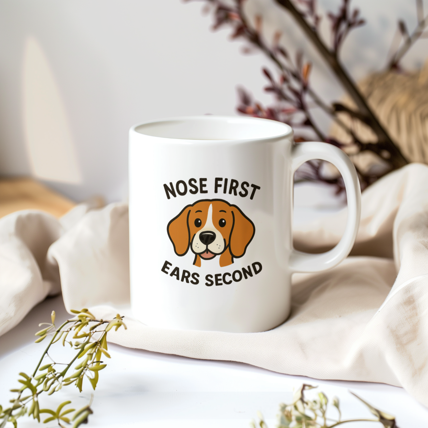 Beagle Dad Nose First Ears Second Coffee Mug | Gift for Dad | Ceramic Mug