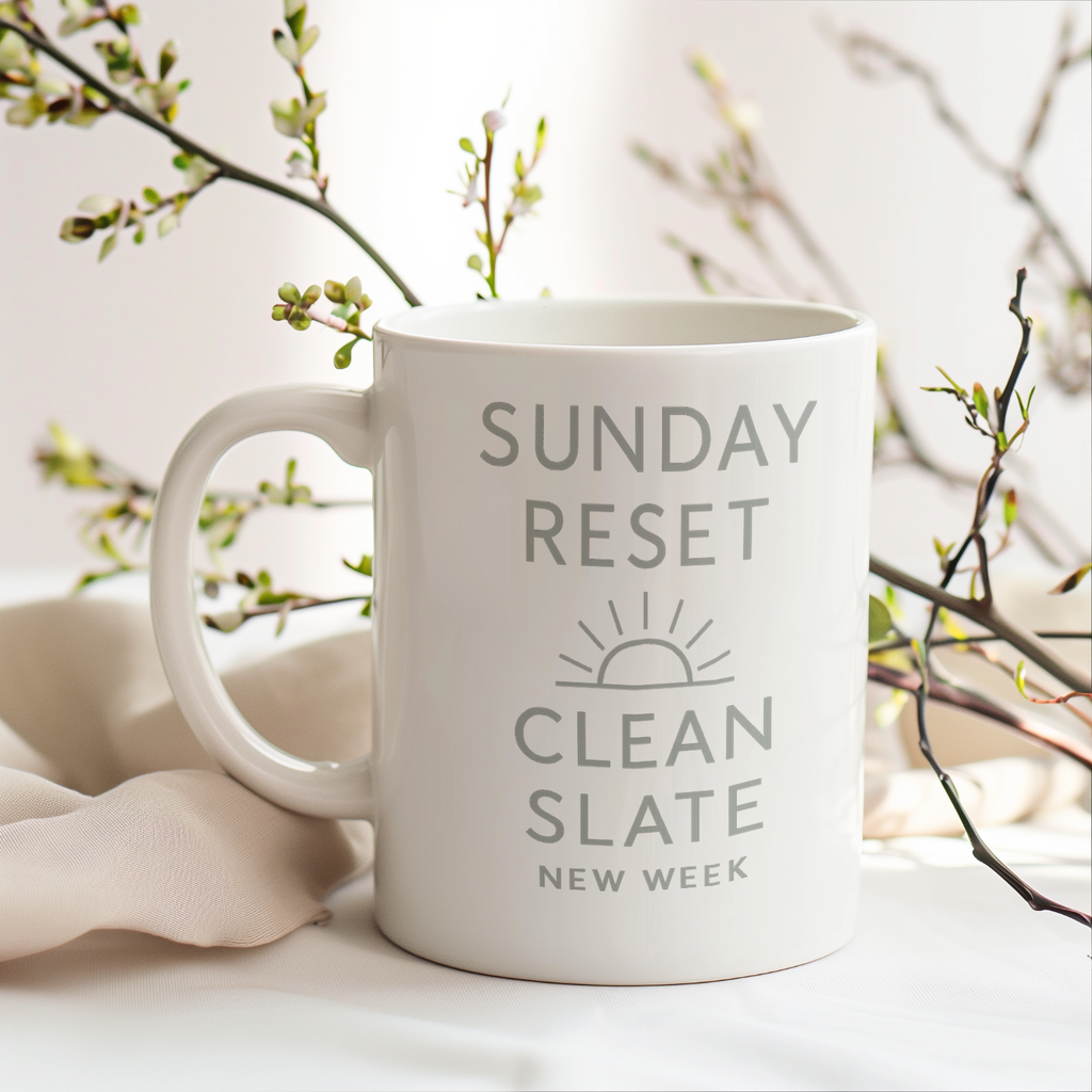 Sunday Reset Clean Slate New Week Coffee Mug | Unique Gift | Ceramic Mug