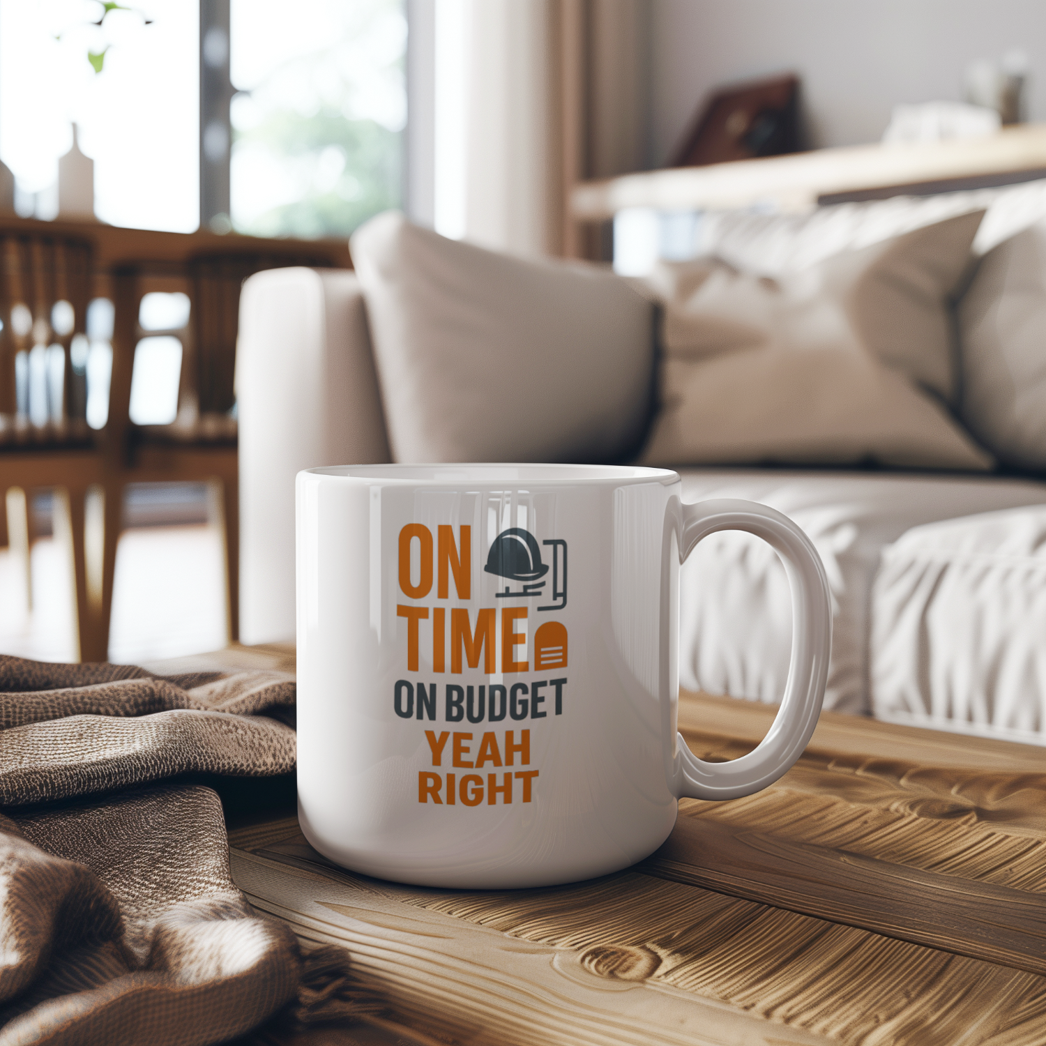 Construction Foreman On Time On Budget Yeah Right Coffee Mug | Unique Gift | Ceramic Mug
