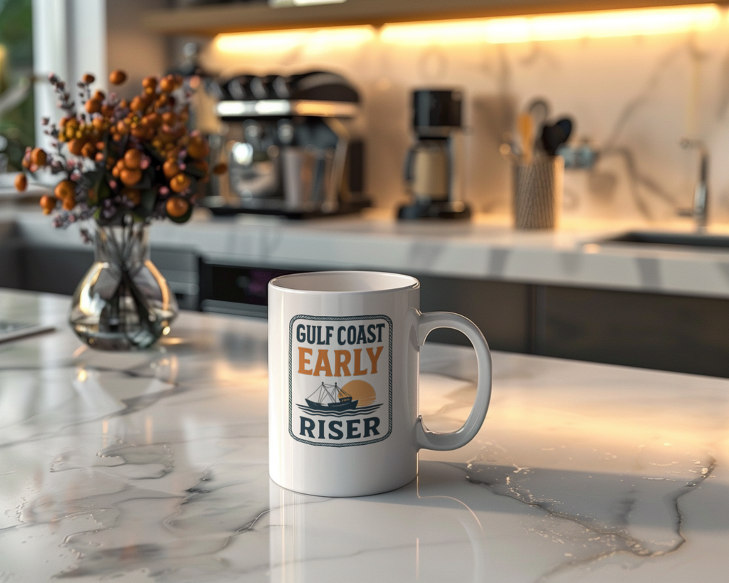 Shrimper Gulf Coast Early Riser Coffee Mug | Unique Gift | Ceramic Mug