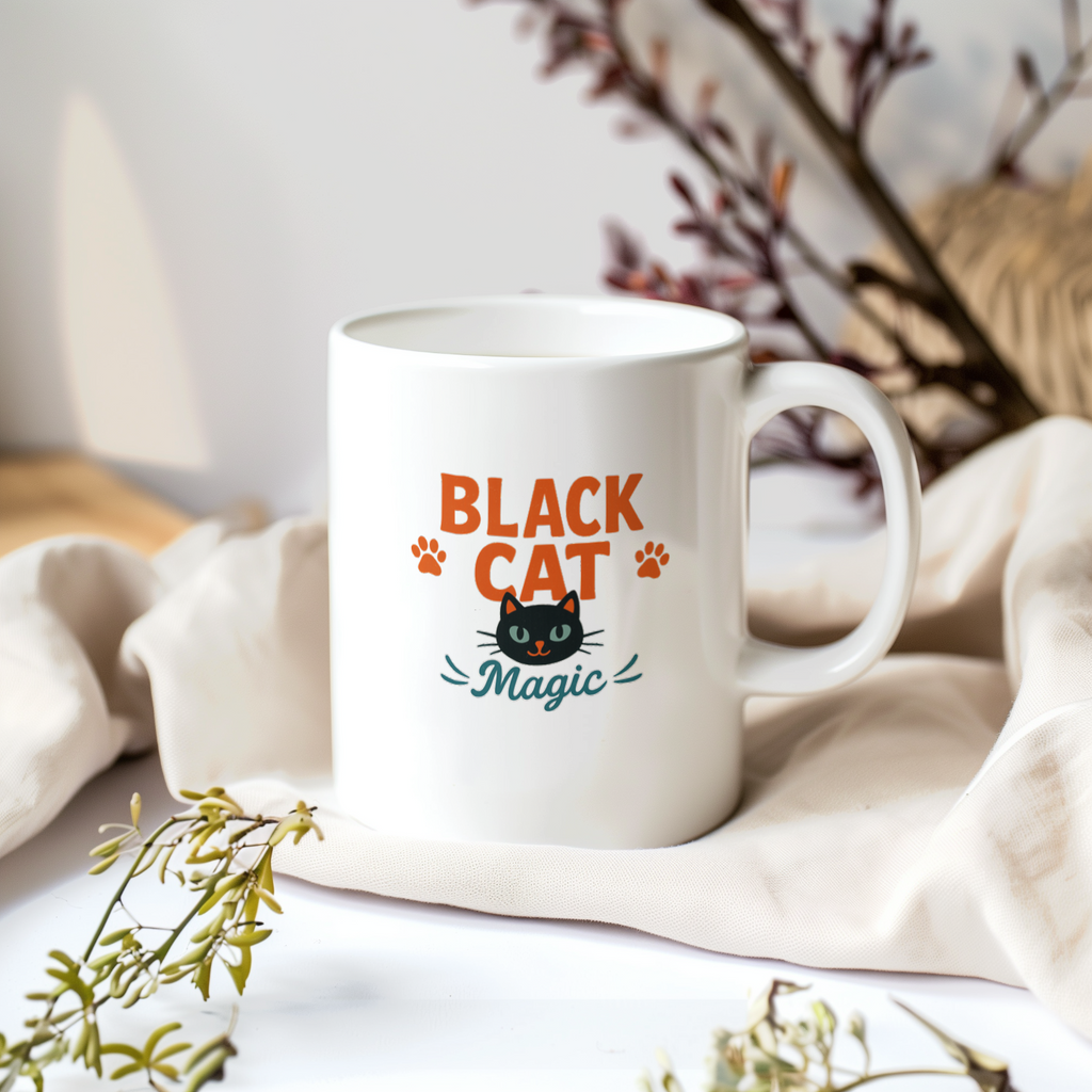 Life Is Blacker With A Black Cat Coffee Mug | Funny Cat Gift | Ceramic Mug
