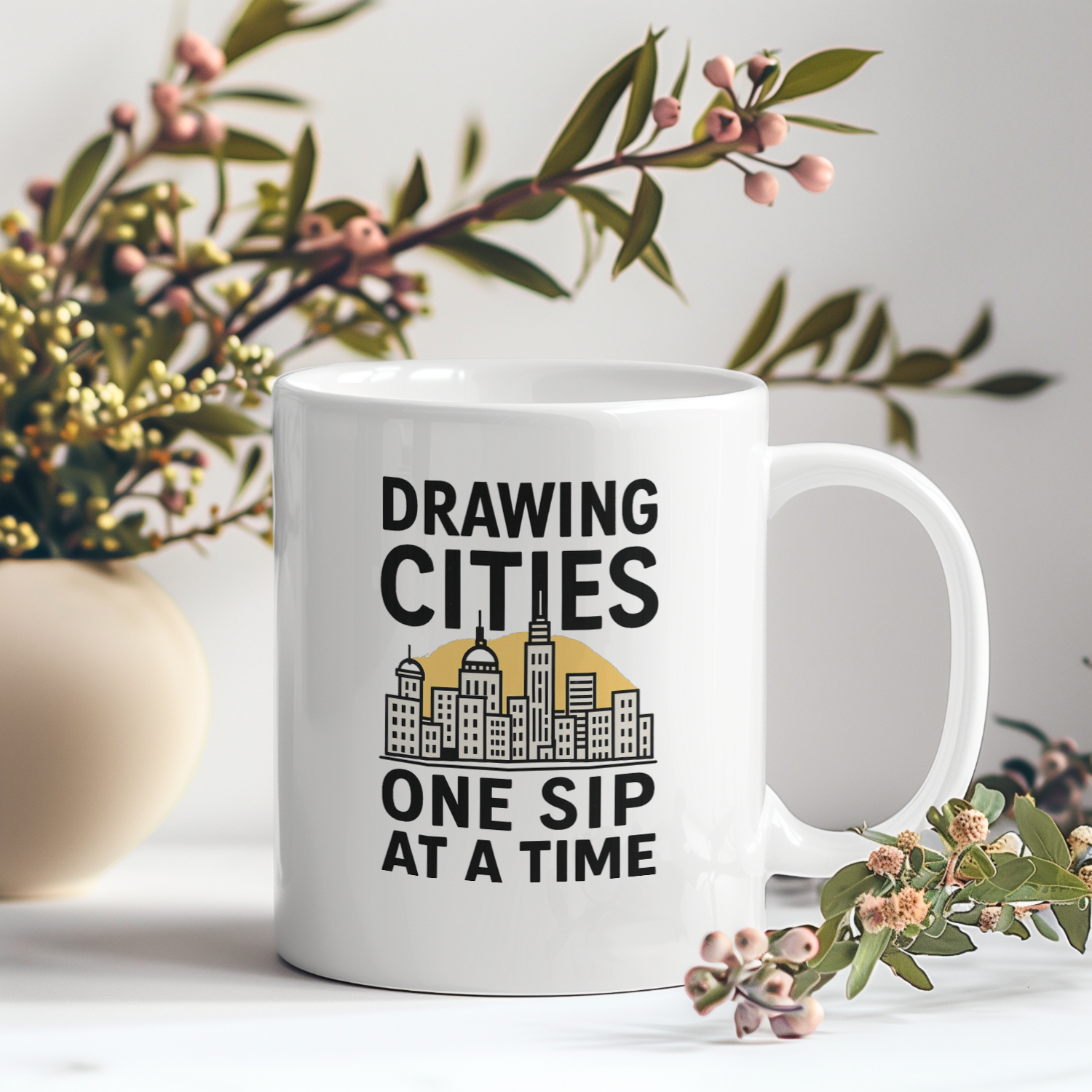 Urban Sketcher Drawing Cities One Sip At A Time Coffee Mug | Unique Gift | Ceramic Mug
